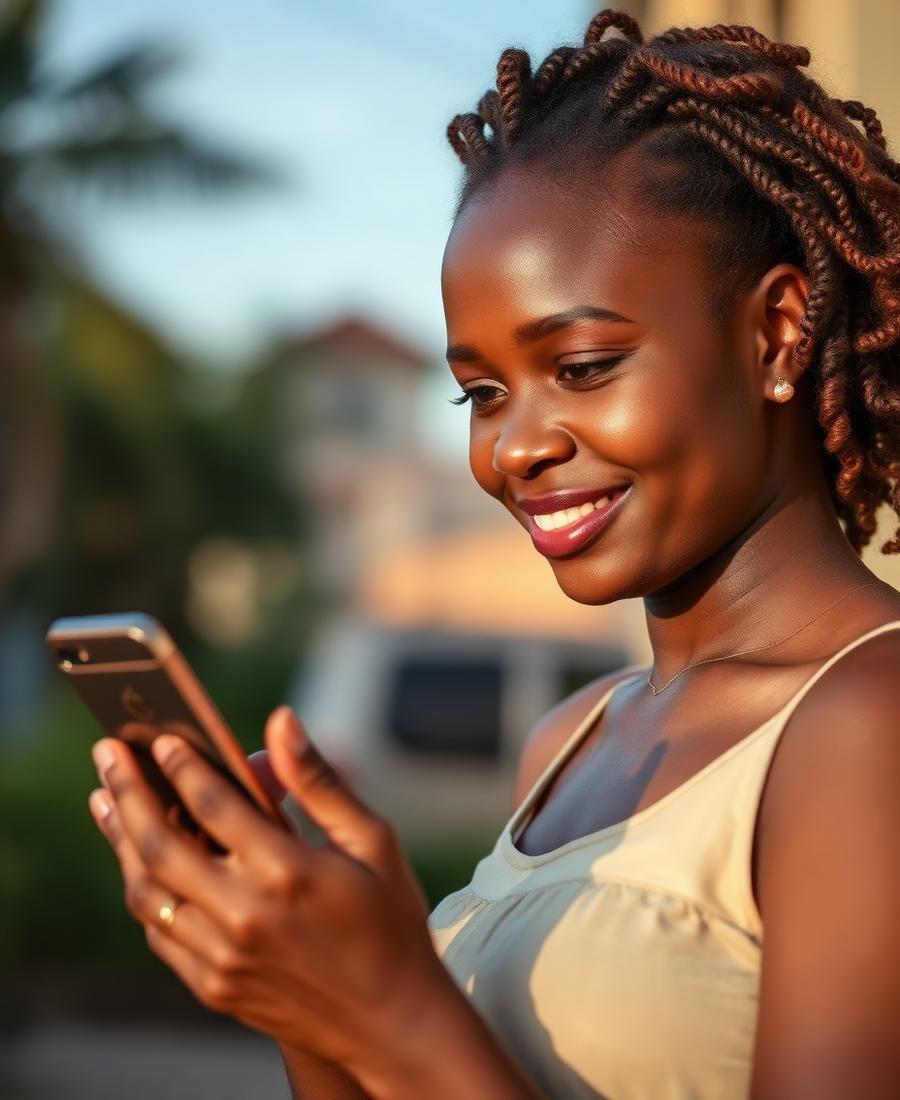 A customer submitting a rental request on her phone in Kampala